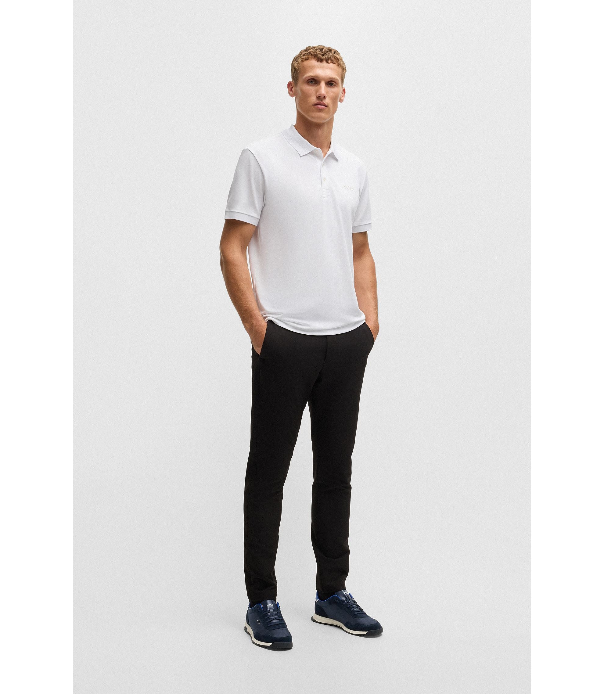 Textured-fabric lace-up trainers with suede trims