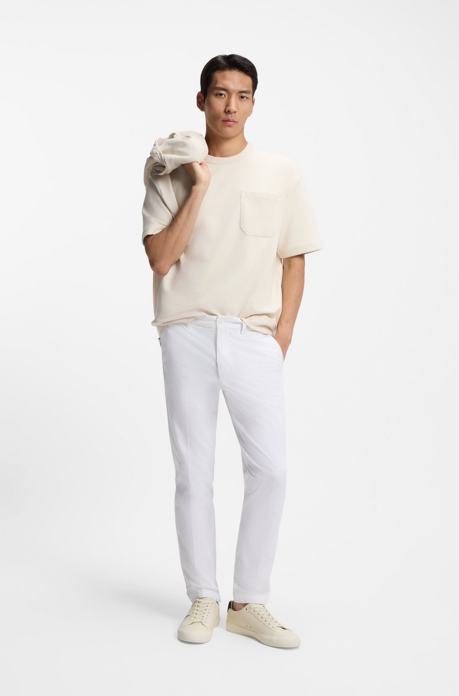 Faux-leather trainers with grained and plain textures