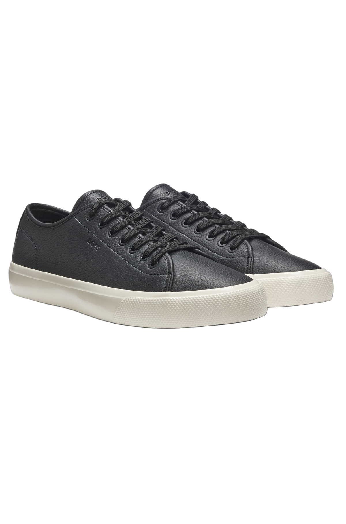 Low-top trainers in grained faux leather