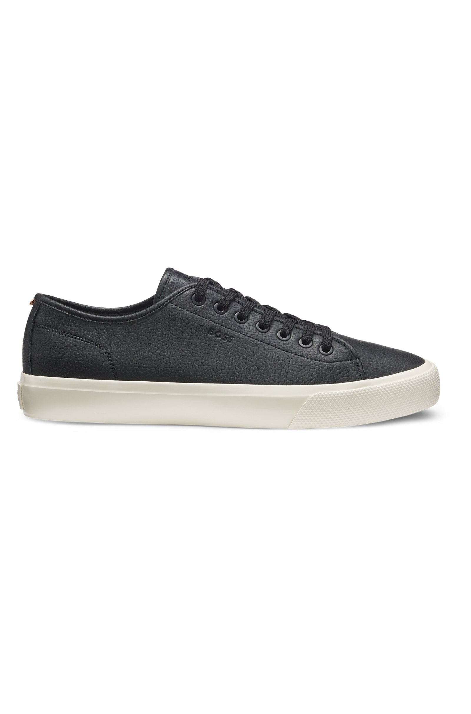 Low-top trainers in grained faux leather