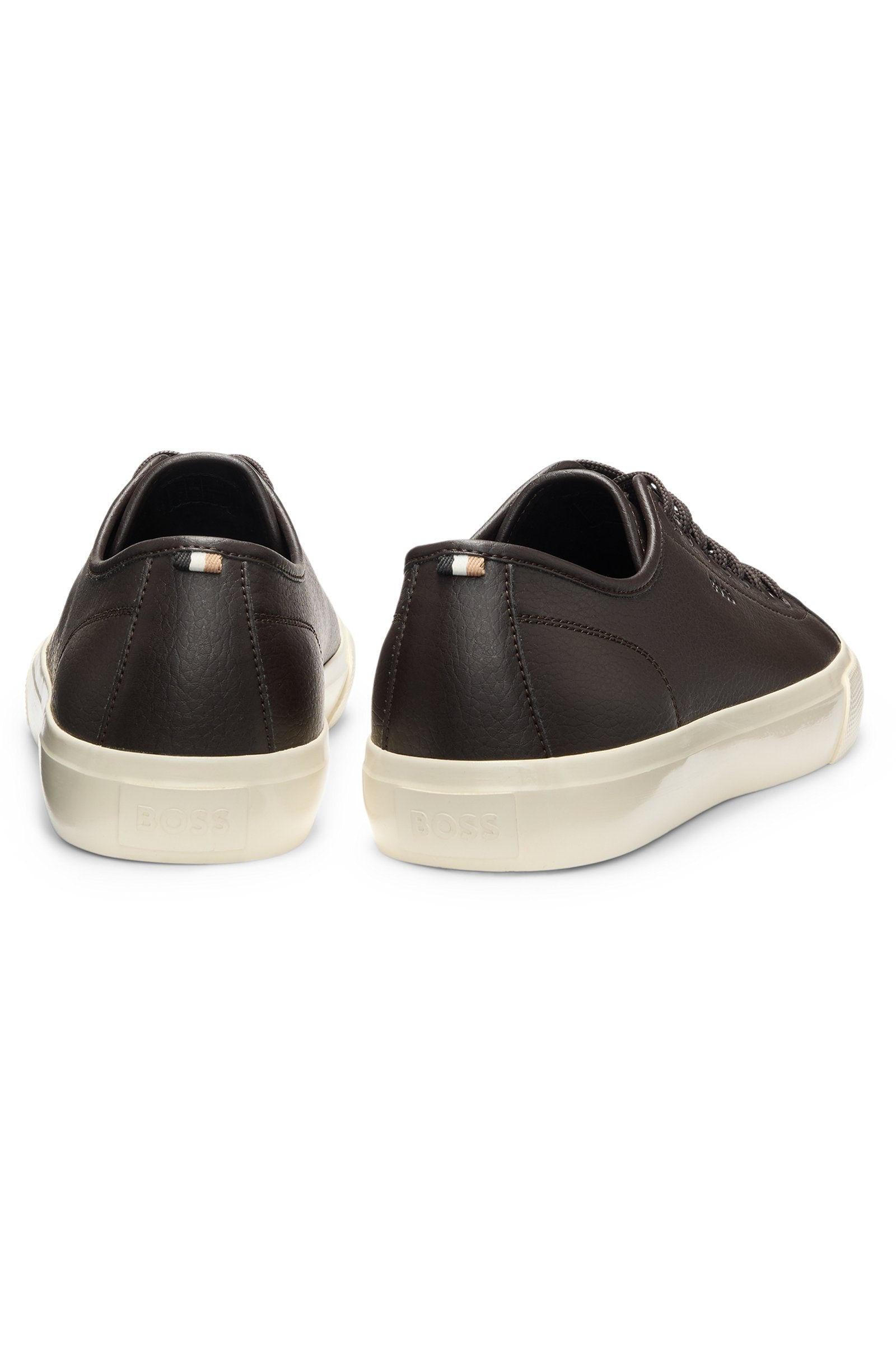 Low-top trainers in grained faux leather