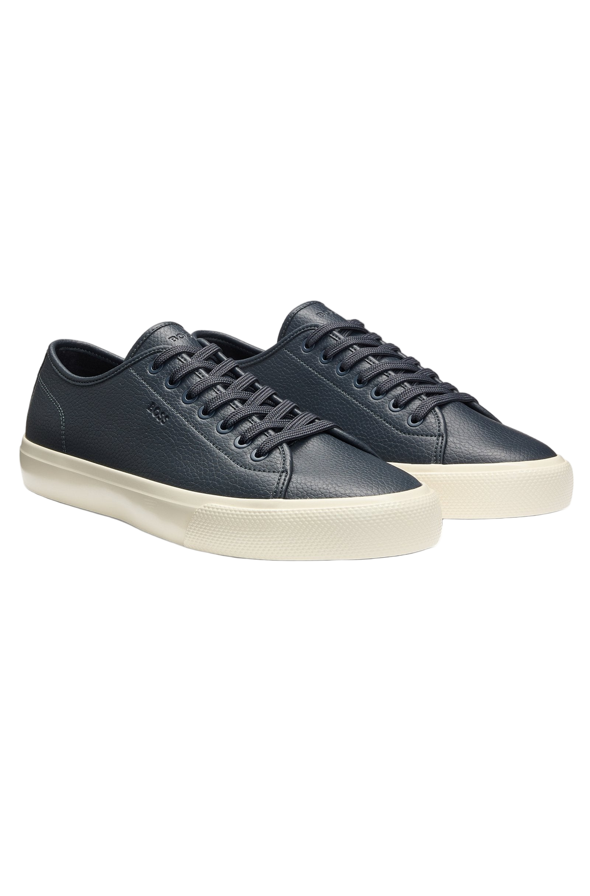Low-top trainers in grained faux leather