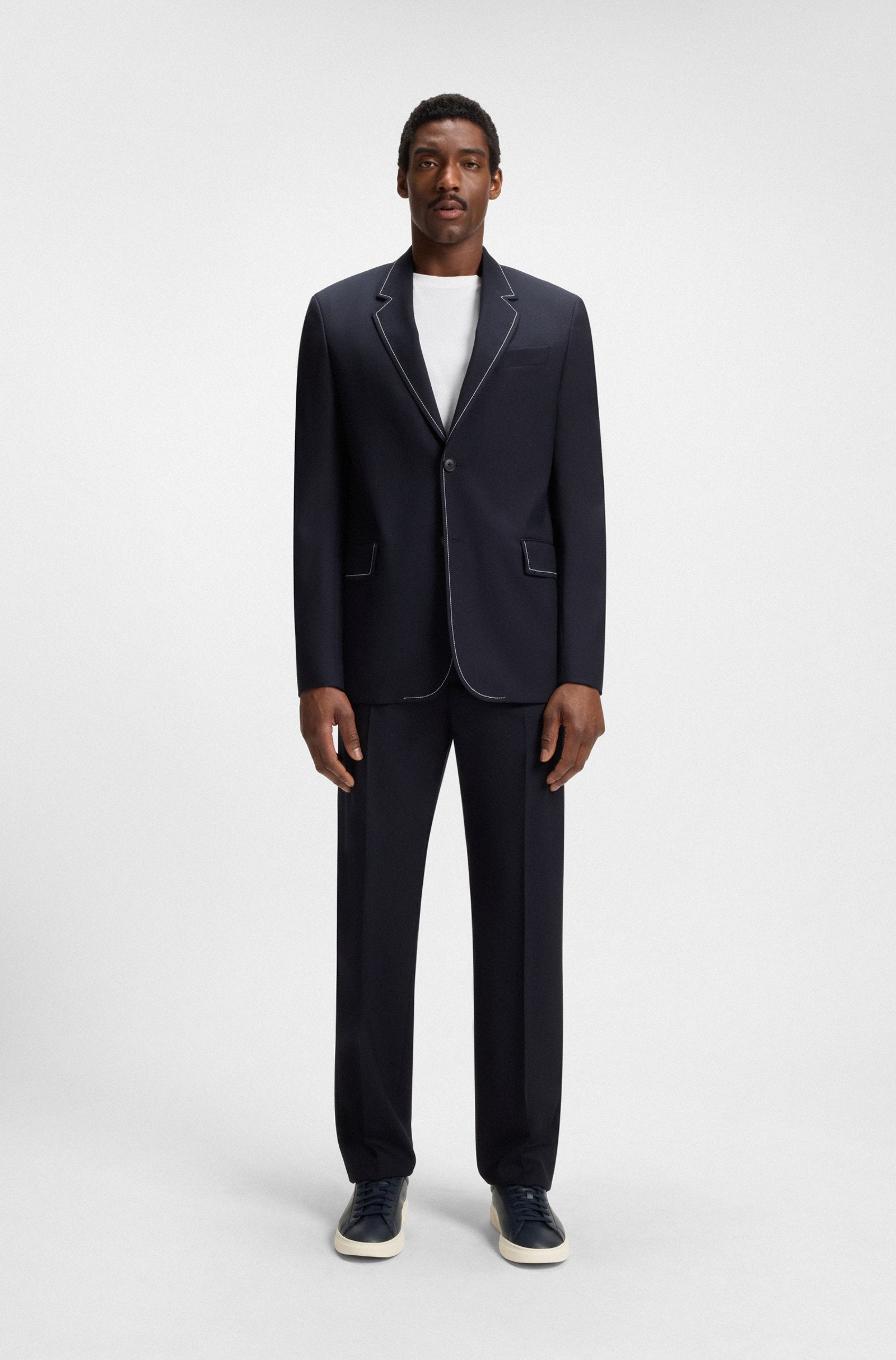 Low-top trainers in grained faux leather