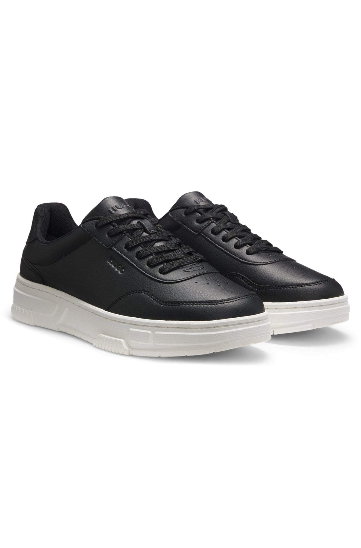 Zigzag-stitching trainers in faux leather