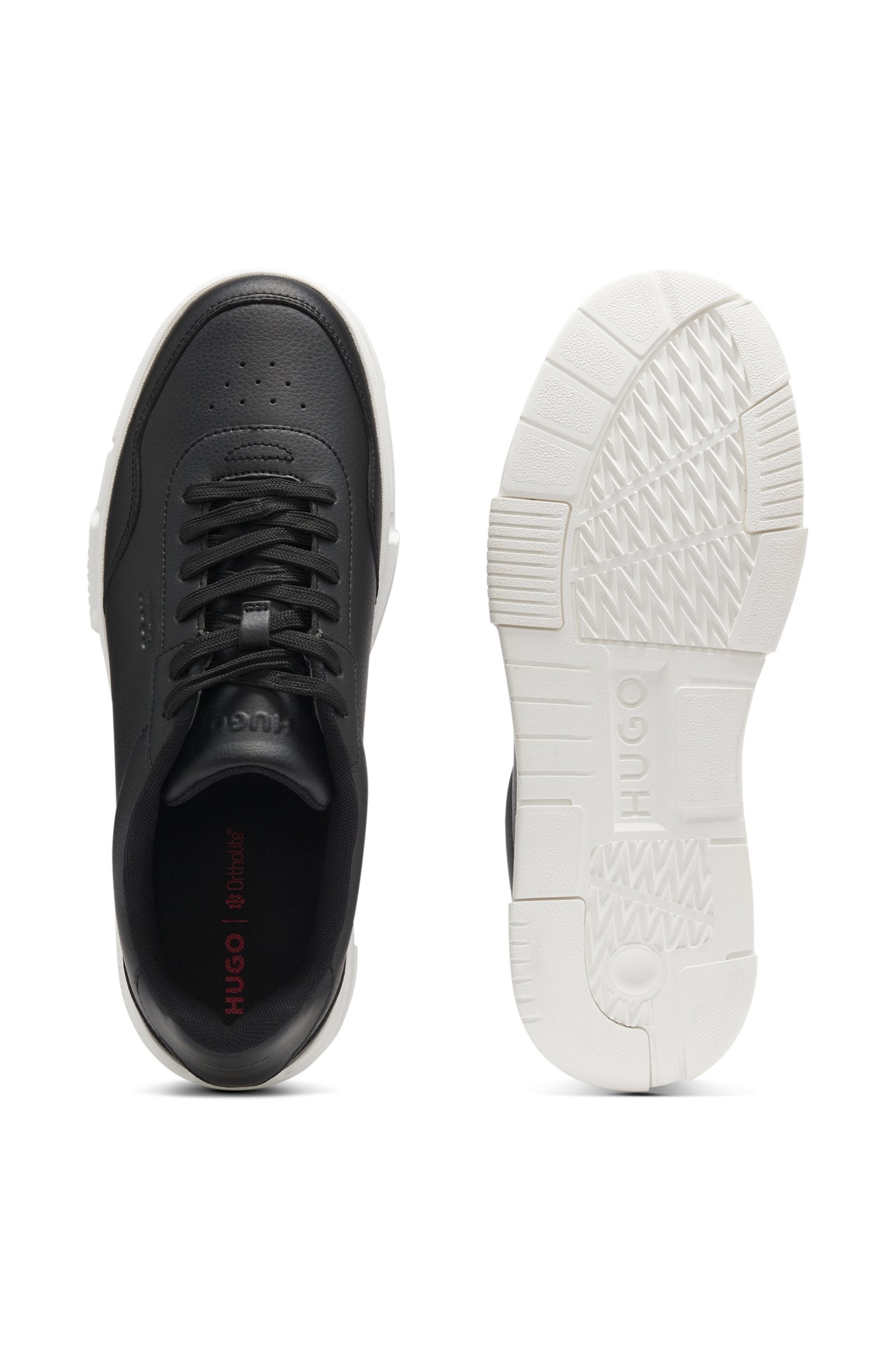 Zigzag-stitching trainers in faux leather