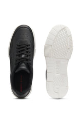 Zigzag-stitching trainers in faux leather