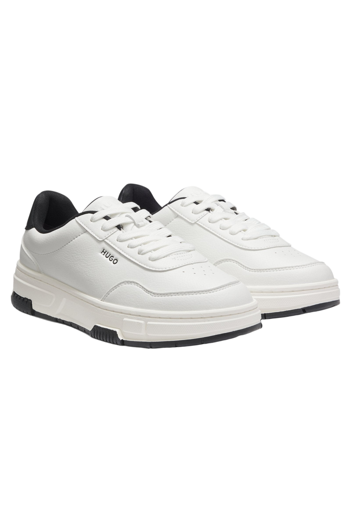 Zigzag-stitching trainers in faux leather