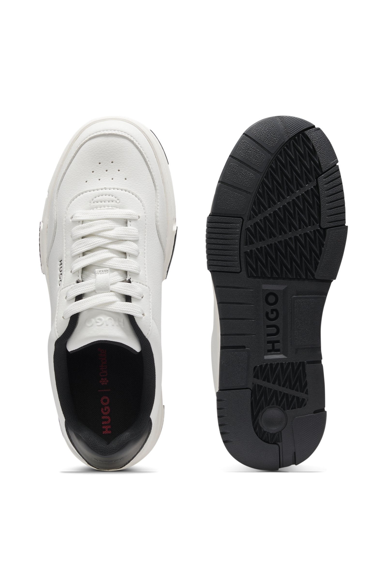 Zigzag-stitching trainers in faux leather