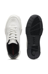 Zigzag-stitching trainers in faux leather