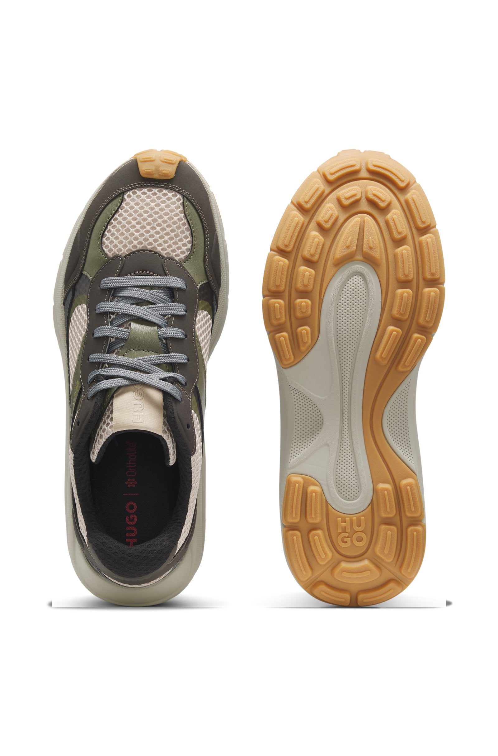 Trainers with mesh and faux leather