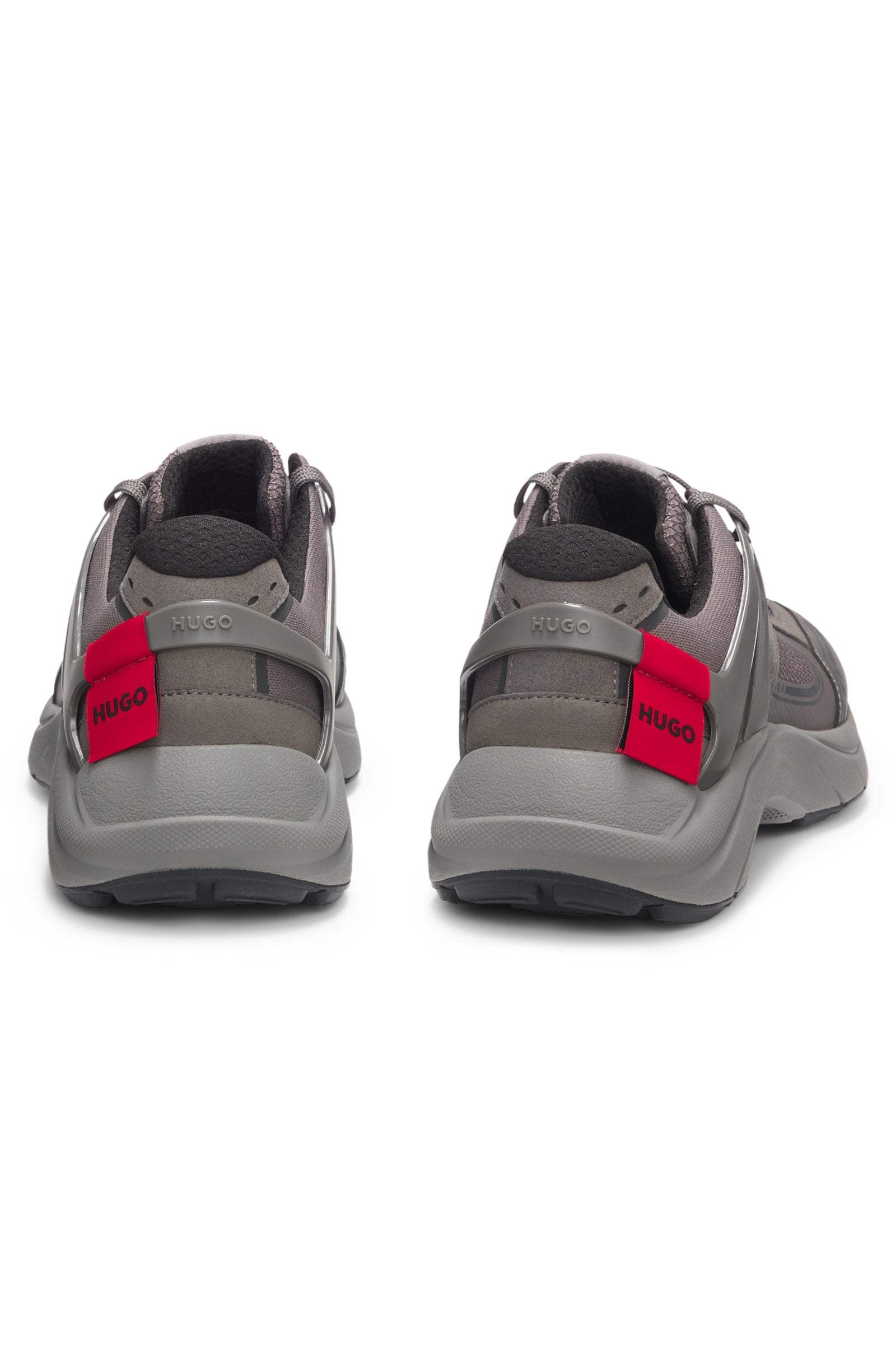 Trainers in faux suede and textured canvas