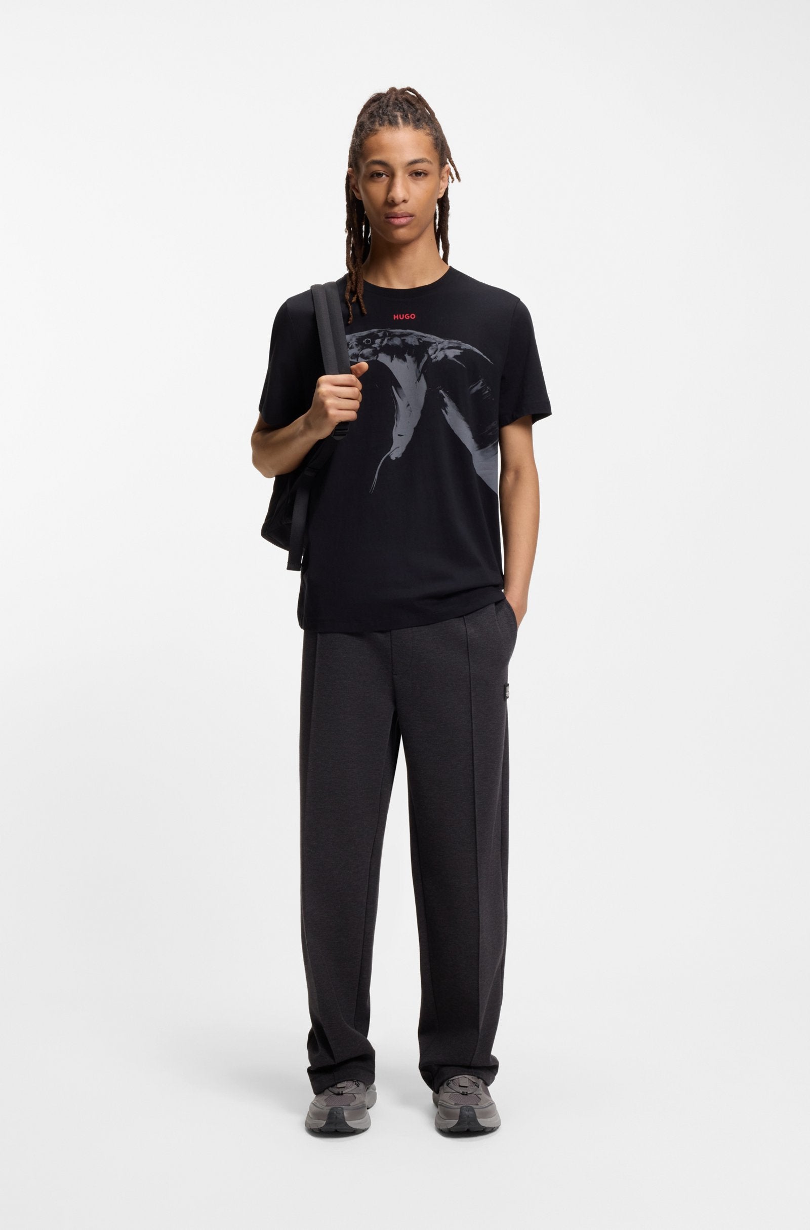 Trainers in faux suede and textured canvas