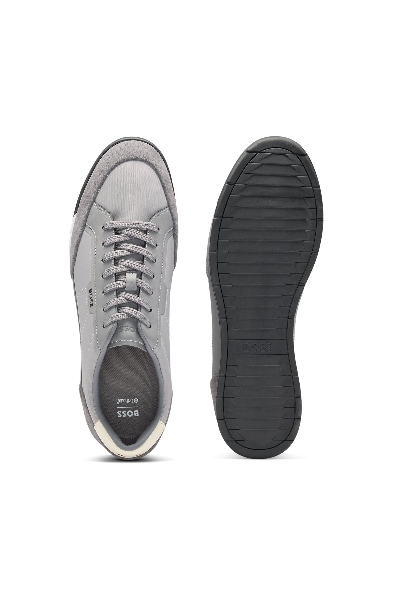 Low-top trainers with suede and faux leather