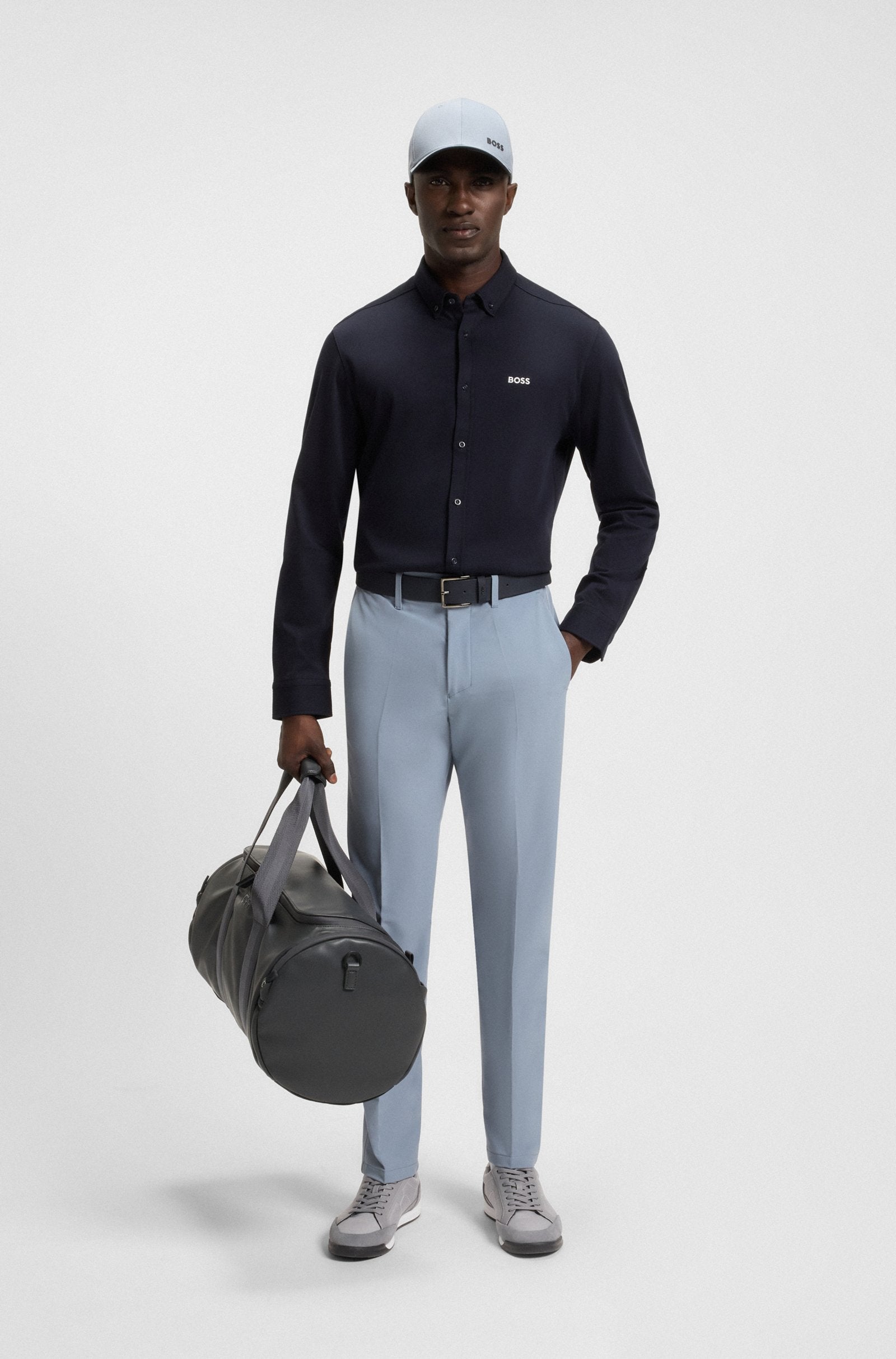 Low-top trainers with suede and faux leather