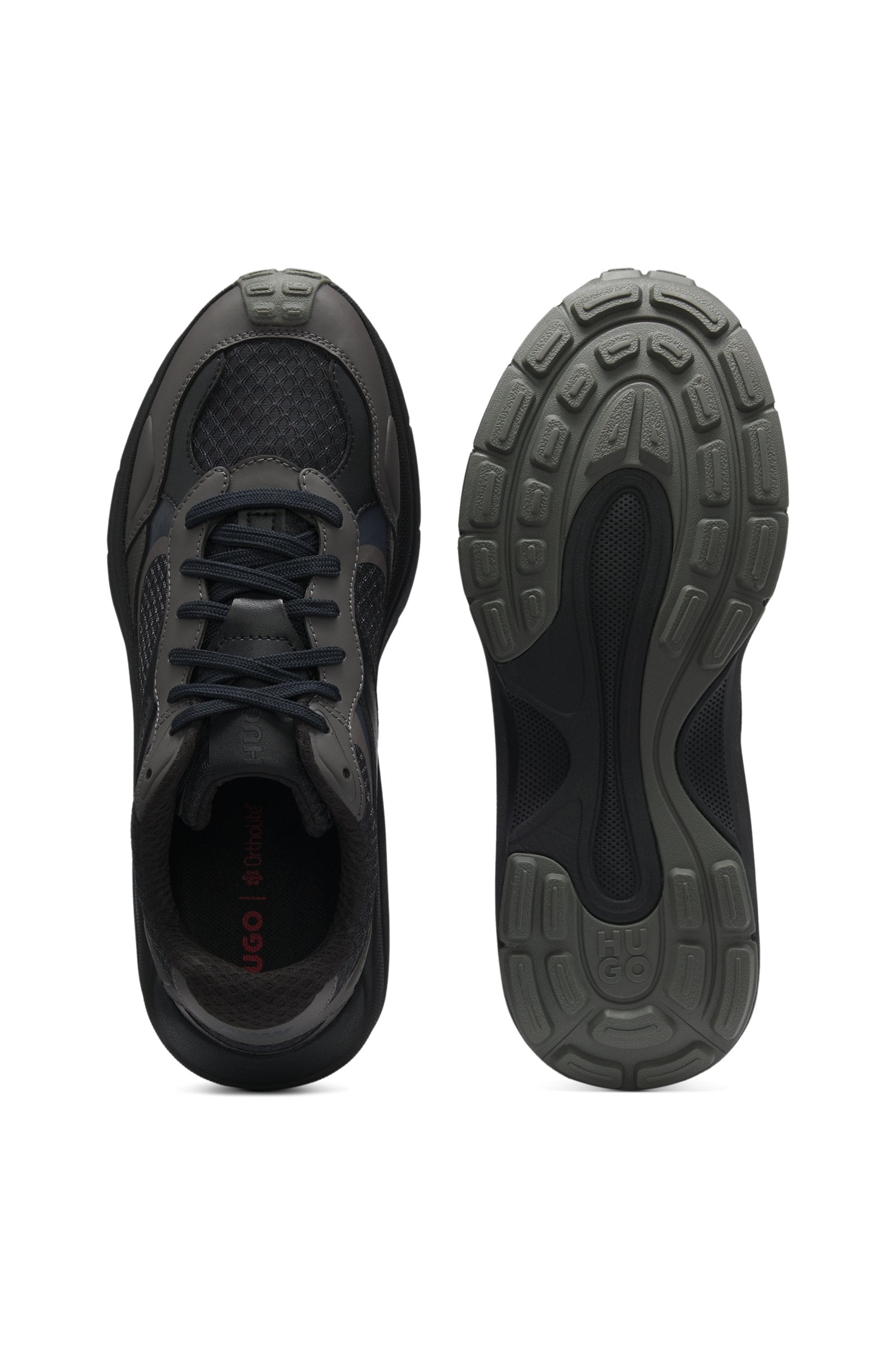 Trainers with mesh and faux leather