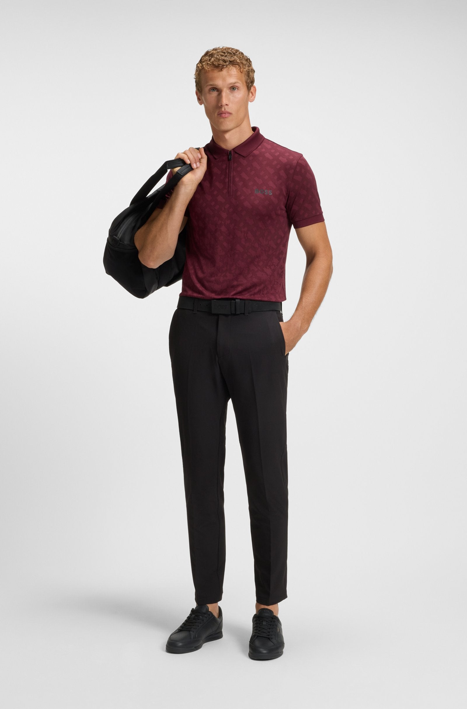 Embossed-logo trainers in leather