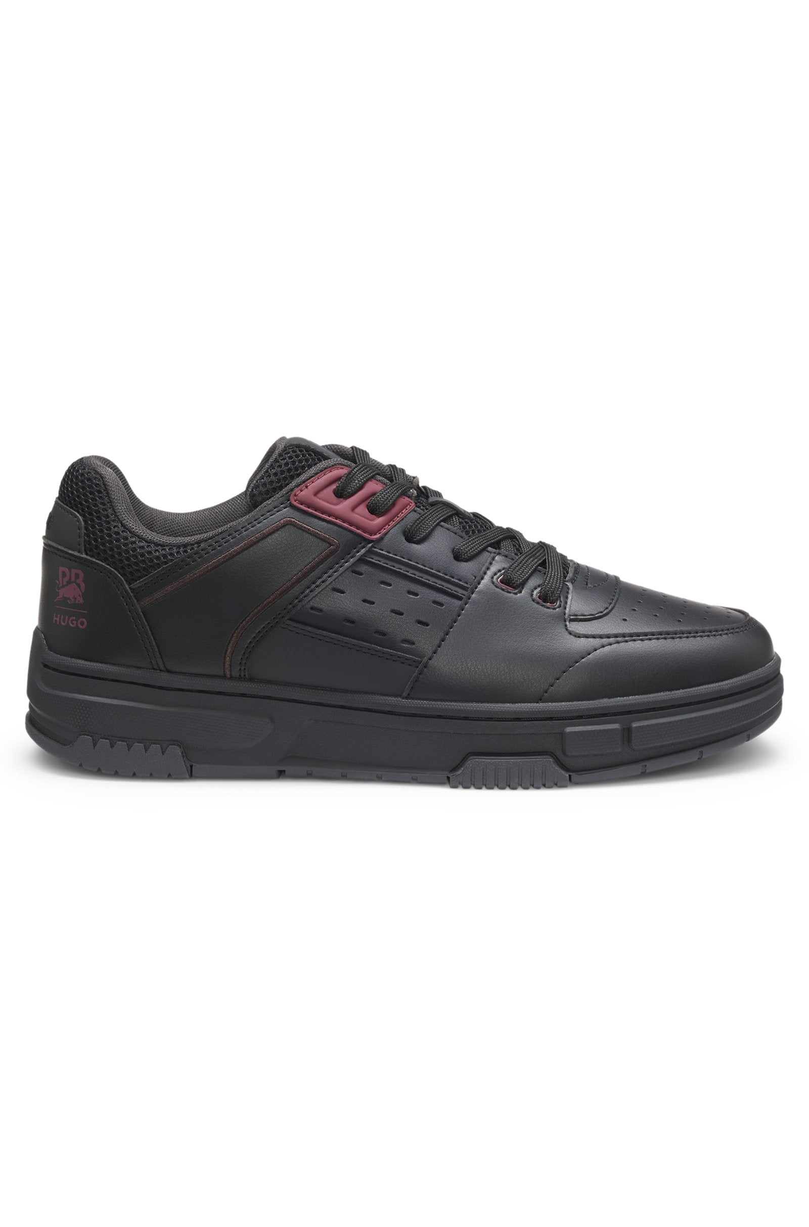 HUGO x RB faux-leather trainers with bull-graphic logo