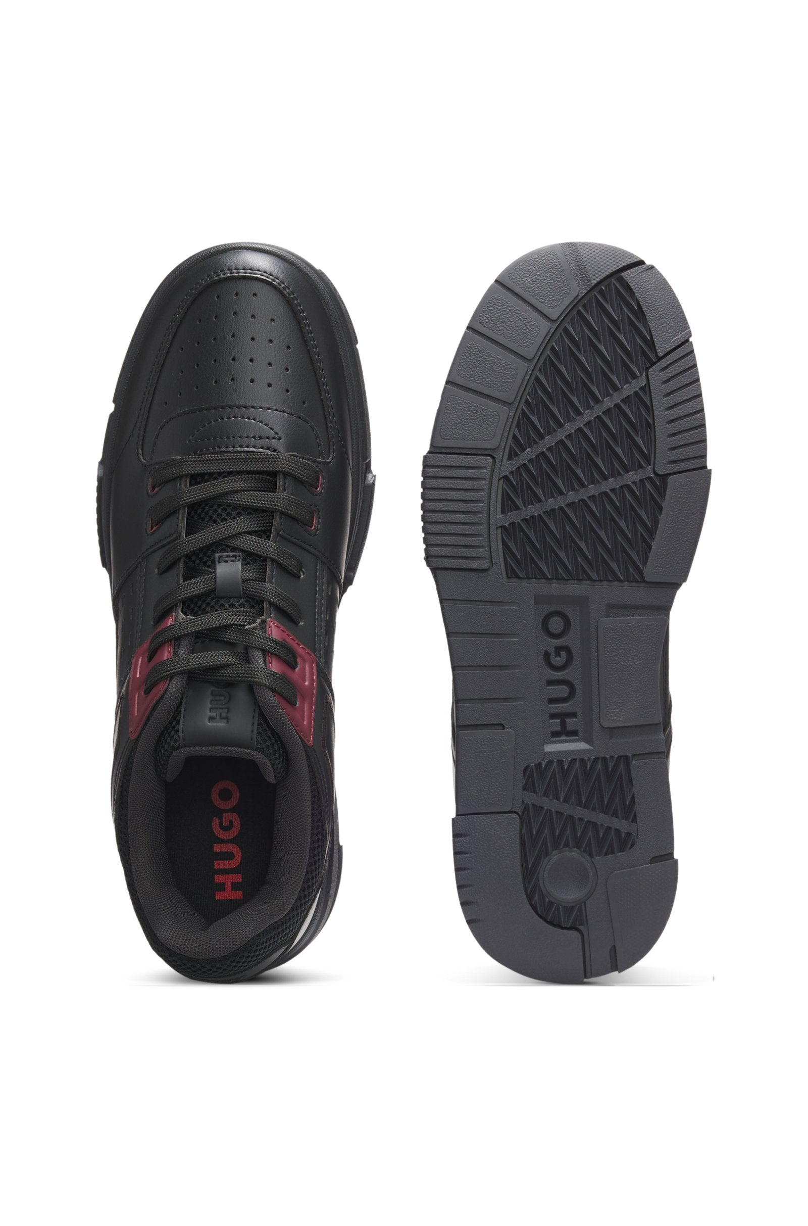 HUGO x RB faux-leather trainers with bull-graphic logo