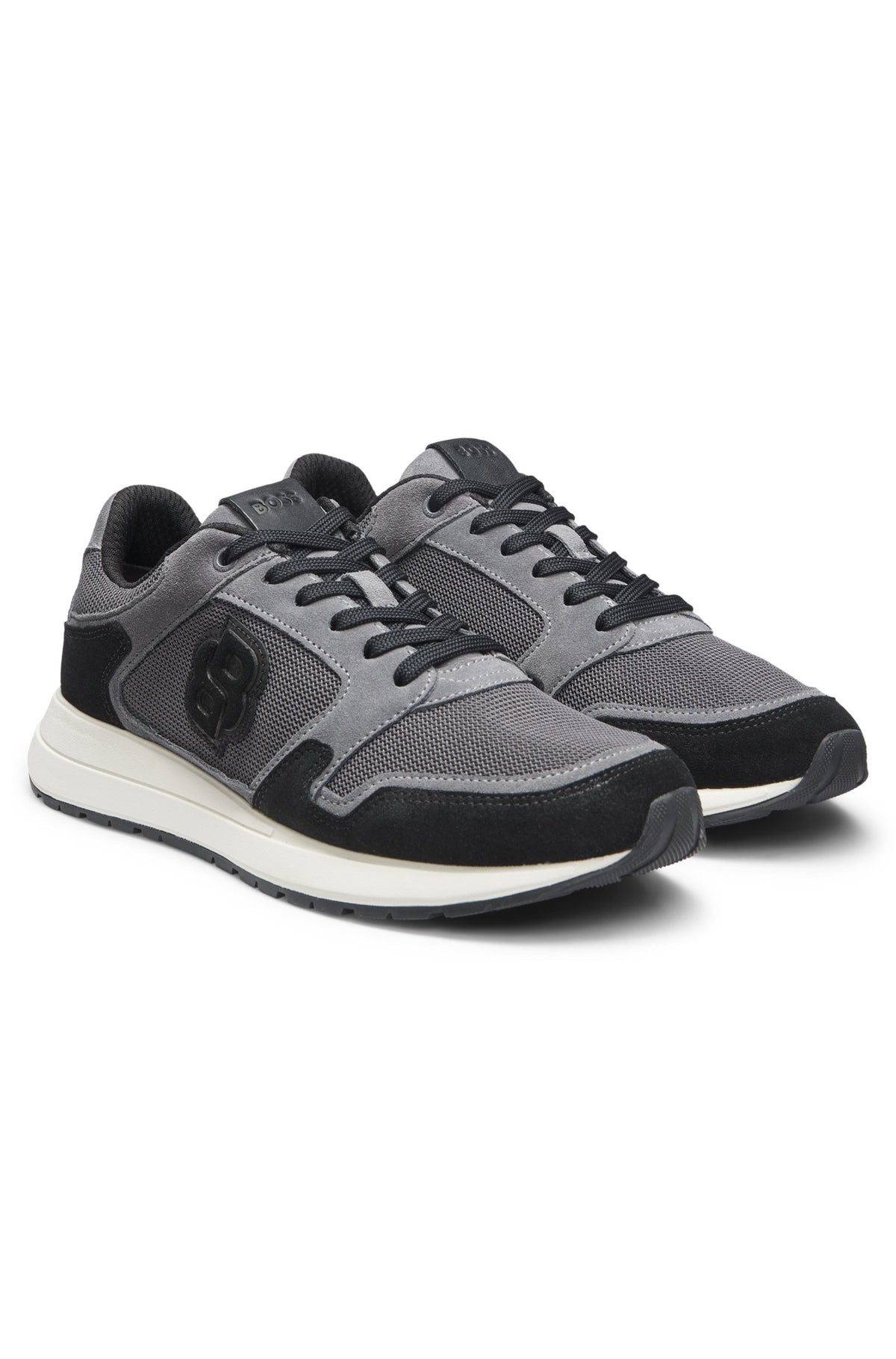 Suede-trim trainers with Double B monogram