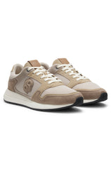 Suede-trim trainers with Double B monogram