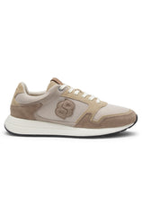 Suede-trim trainers with Double B monogram