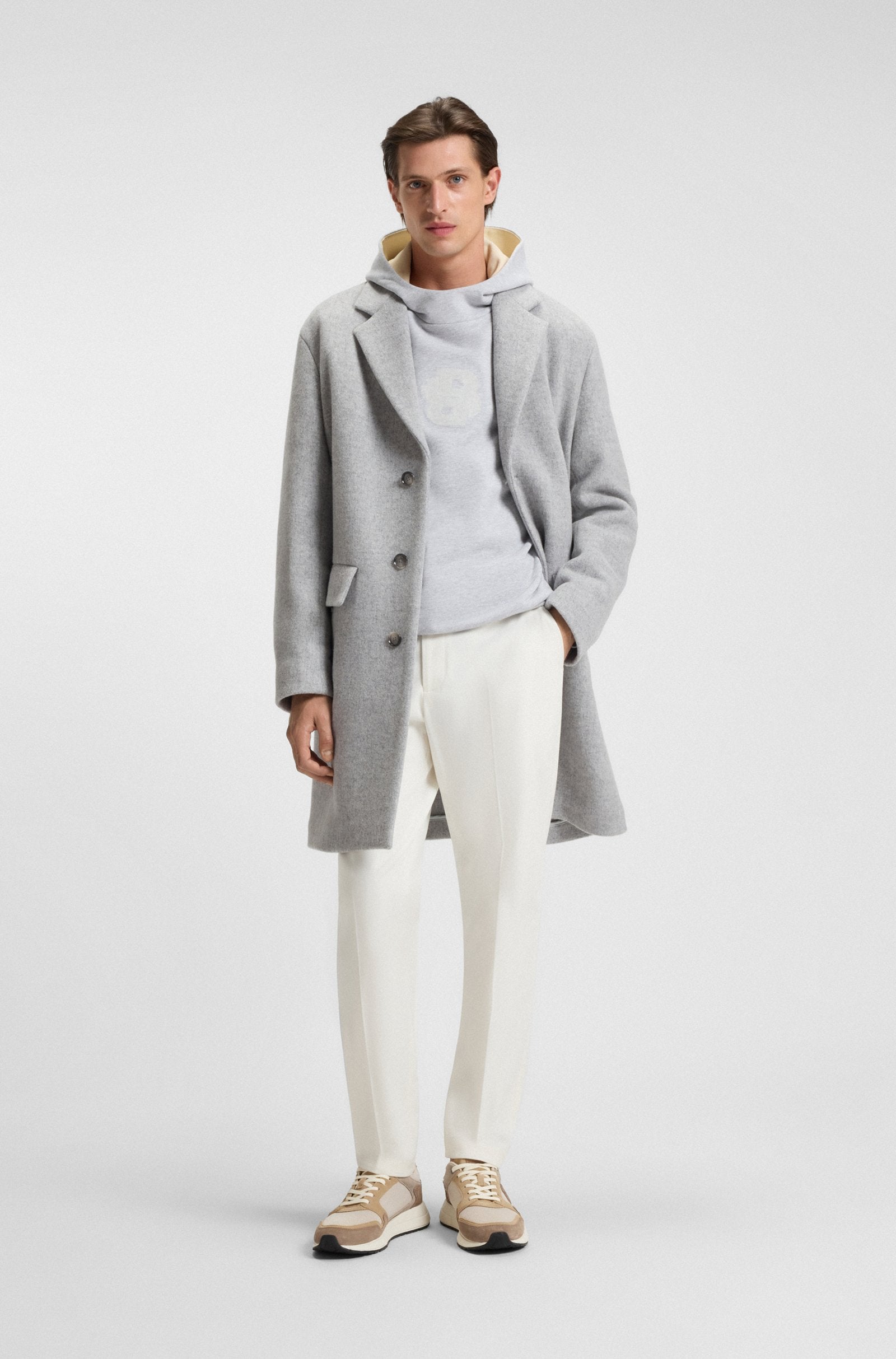 Suede-trim trainers with Double B monogram