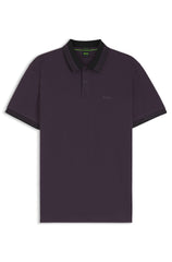 Stripe-collar polo shirt in cotton piqué